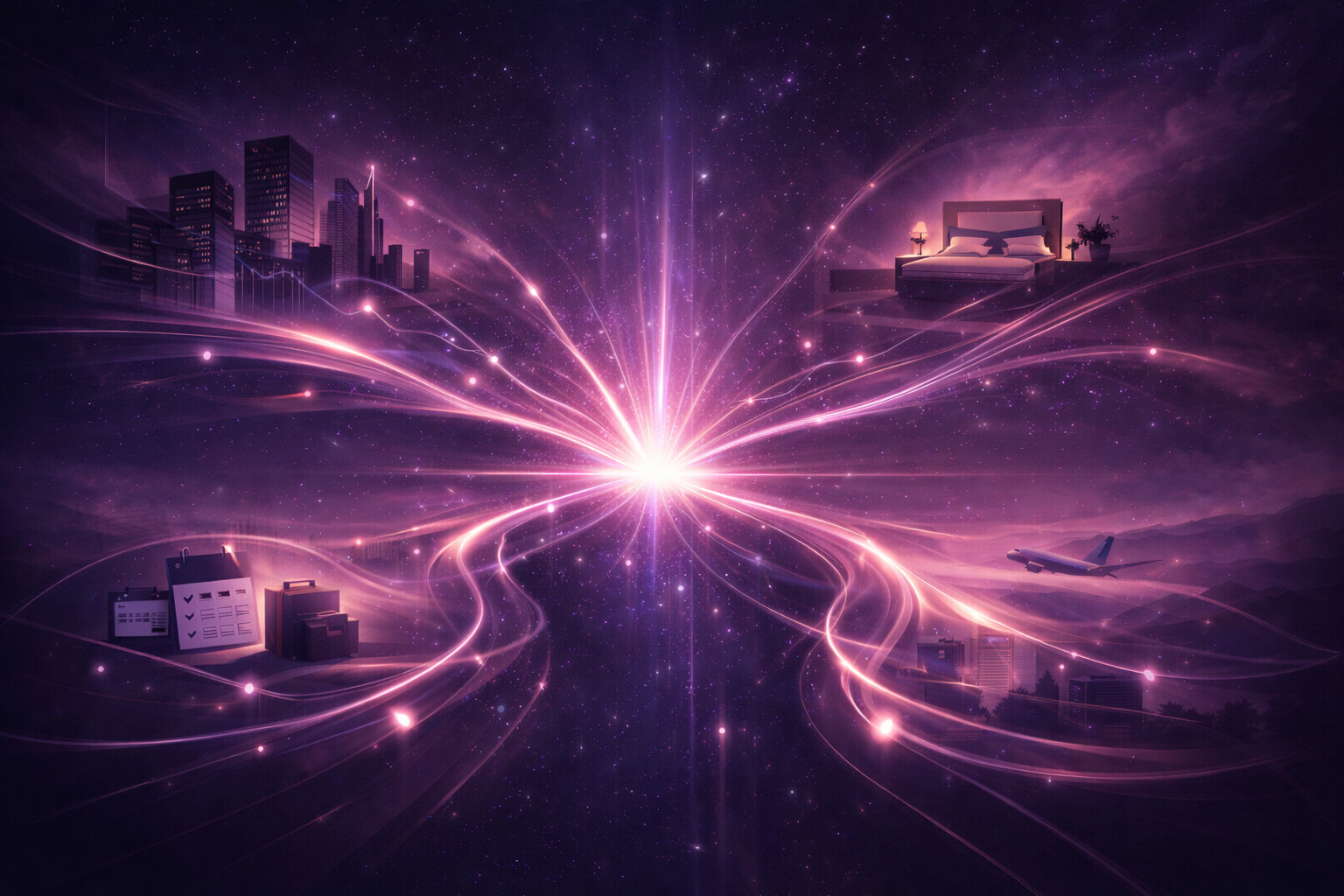 A central Polaris intelligence core connecting records, plans, signals, and scenarios across life and work